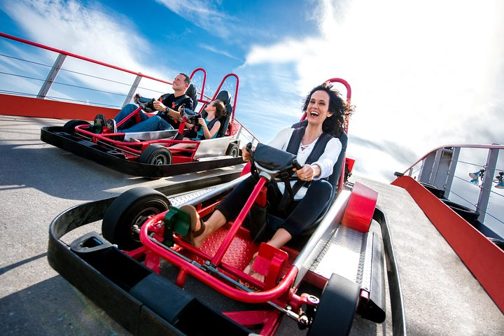 Experience the excitement of multi-level go-kart racing at Fun Spot America Theme Parks in Orlando where laughter and friendly competition make unforgettable memories for all ages.